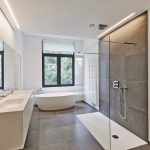 Luxury vinyl tile in modern bathroom | Hazleton, PA